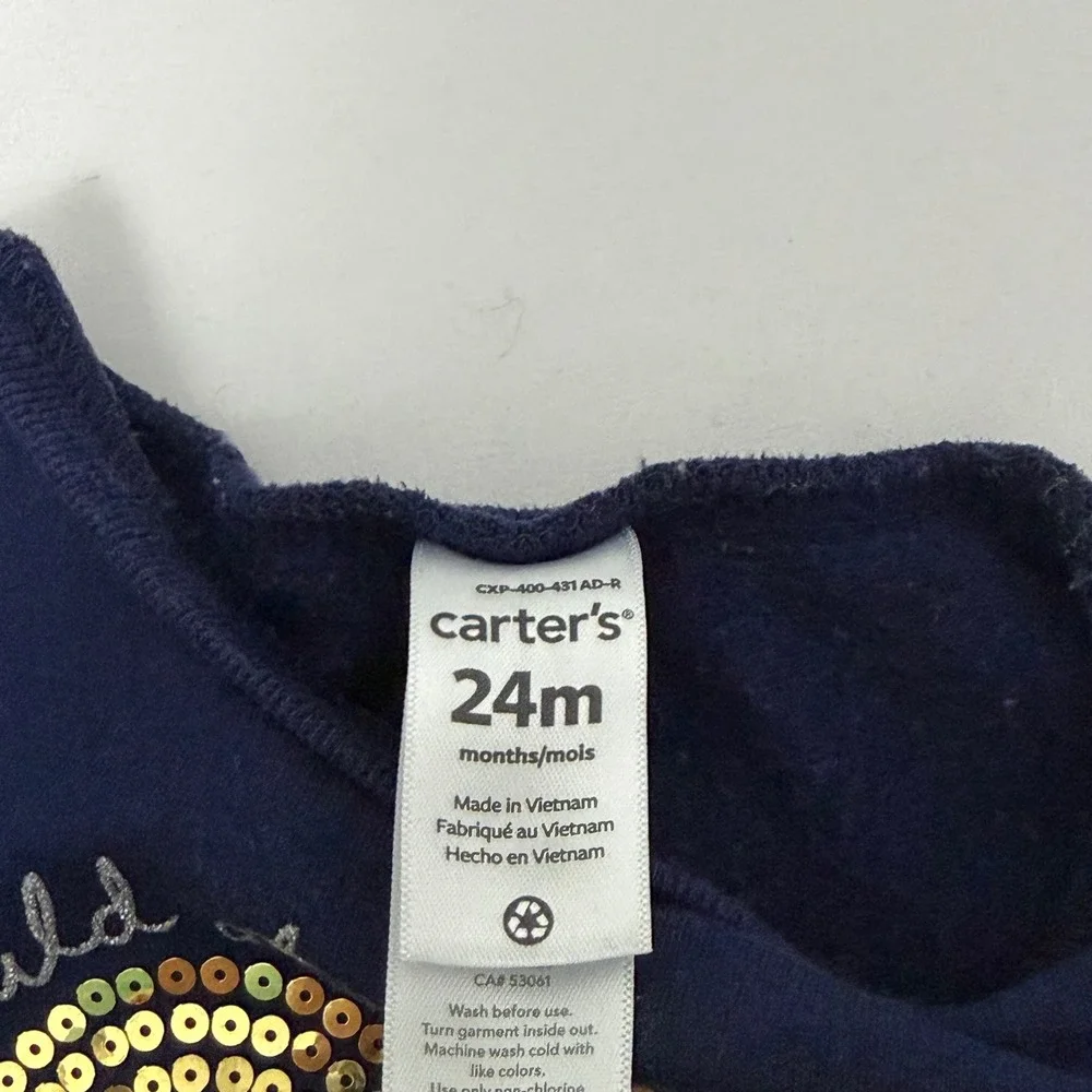 Carters Toddler Girls Navy Blue Sequin Heart Fleece Dress 24M Wild At Heart
